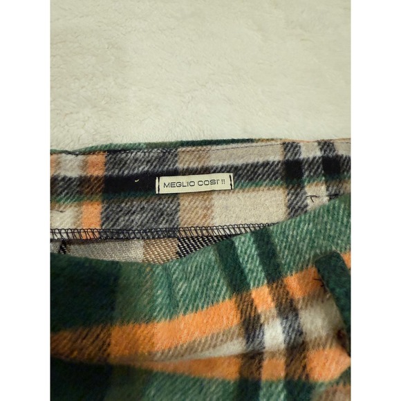Meglio Cosi Green Orange Plaid Mini Skirt Made in Italy Size S 26ART1474 - Picture 5 of 9